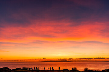 Durdle Door sea arch at sunset Dorset England