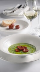 Green Soup With Chorizo Slices