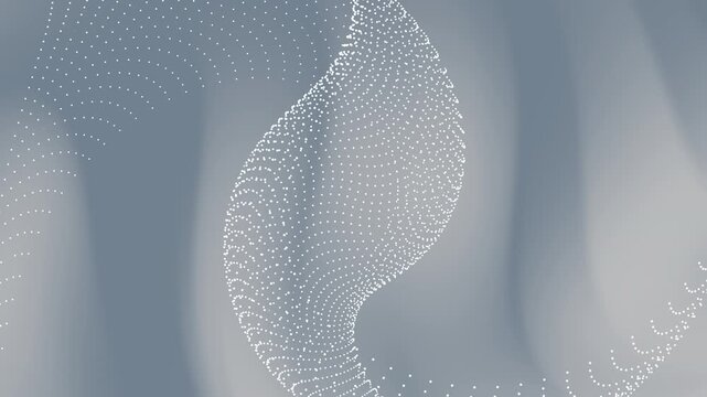Abstract silver slate gray background animation featuring slow-moving dotted patterns forming a vertical bulge in the center, create a futuristic, data-inspired visual.