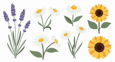 Naklejka premium A bouquet of bright yellow flowers with fresh green leaves in a natural spring style
