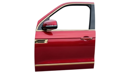 Isolated maroon car door, vehicle part, automobile spare, automotive industry, repair shop