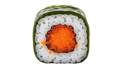 Isolated tobiko gunkan maki roll is an authentic, traditional Japanese food item © Elowen