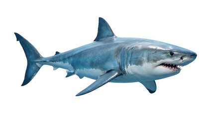 Obraz premium Great White Shark Isolated on White Background