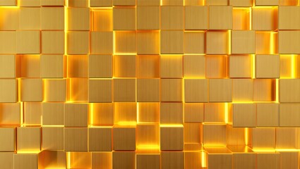 Golden Cube Wall - Abstract Background