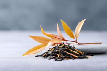 Oxidized tea leaves are displayed, creating visually appealing still life