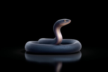 Mysterious basilisk coiled, shimmering scales reflect light