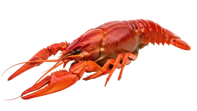 Isolated Red Crawfish, Louisiana Crawdad or Crayfish on Seamless Backdrop, Seafood Delicacy