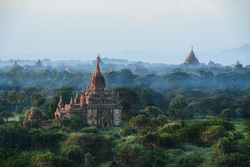 Ancient temple in Bagan , Myanmar, and the old town .