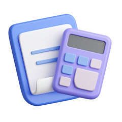 Purple Calculator and Notepad Stationery Office Supplies.