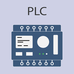 PLC Programable Logic Controller With Input and Output Flat Design