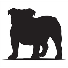 Bulldog silhouette white background 