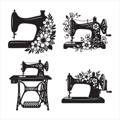 Floral Sewing Machine SVG Vintage Seamstress
