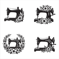 Floral Sewing Machine SVG Vintage Seamstress