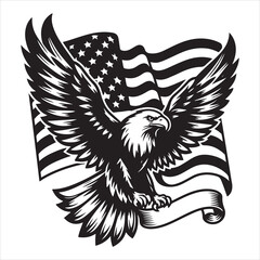 Flying eagle with usa flag svg trace 