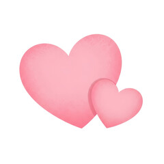 Two pink hearts one large and one small isolated on a transparent background