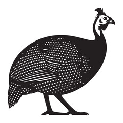 Printhelmeted guinea fowl silhouette design helmeted guineafowl bird vector illustration
