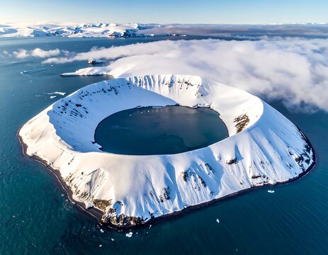 Deception Islands Volcanic Caldera - A Snowy Antarctic Wonder.
