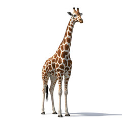 Naklejka premium Giraffe standing isolated on White Background