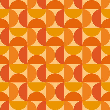 mid century, modern abstract half circles striped seamless pattern and background vector illustration