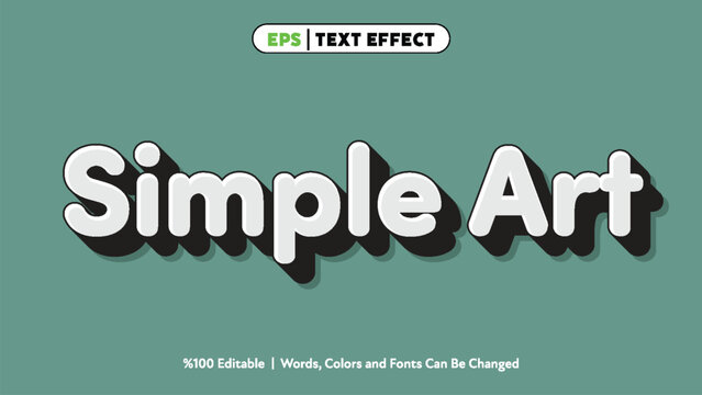 Minimalist flat design typography simple art text effect with long shadow on green background modern editable vector style graphic
