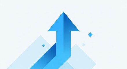 Fototapeta premium Blue arrow pointing upwards, symbolizing growth, progress, success, and upward trend.