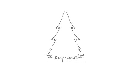 Fototapeta premium Minimalist line art of a Christmas tree on white background