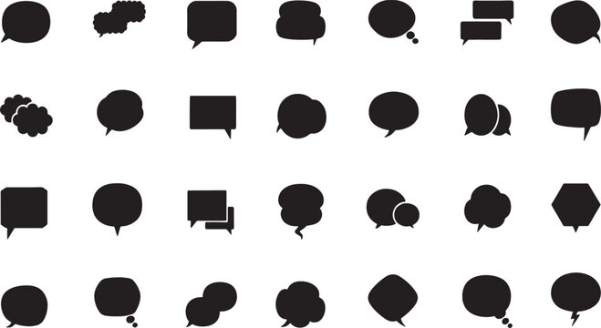 Set of various speech and thought bubble icons in different shapes