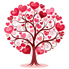 Obraz premium Valentine's Day Background with Tree of Hearts - Romantic Vector Design.Beautiful Valentine's Day background featuring a whimsical tree of hearts, perfect for romantic designs, invitations, greeting 