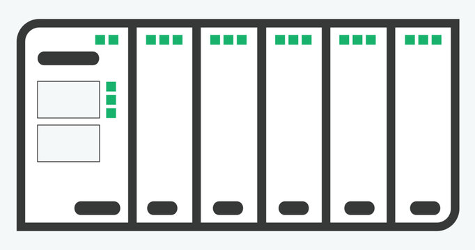 PLC Programable Logic Controller With Digital Analog Input and Output Flat Design