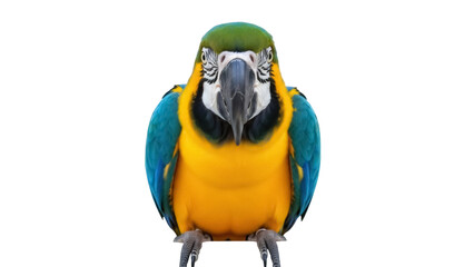Isolated parrot, blue-and-yellow macaw, bird, pet portrait, wildlife photography, animal, face © Ophelia