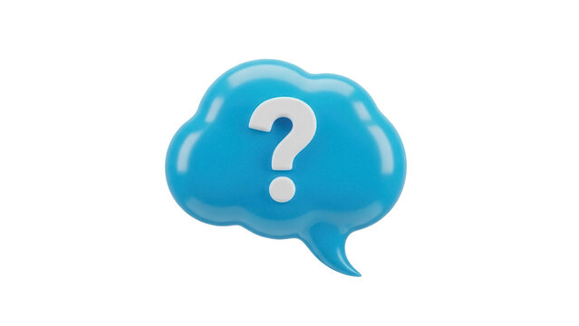 Isolated 3D blue cloud with question mark illustration for inquiry or communication needs