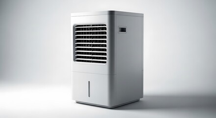 Sleek and modern portable white air cooler and humidifier, designed for enhancing indoor comfort and air quality with efficient climate control technology