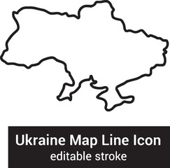 Ukraine map outline icon, editable stroke, simple vector illustration
