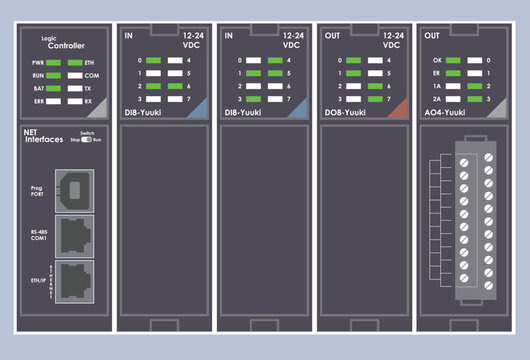 PLC Programable Logic Controller With Digital Analog Input and Output Flat Design
