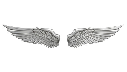 Isolated pair of decorative metal angel wings design element for emblems, symbols, awards