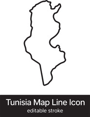 Tunisia map outline icon, editable stroke, simple vector illustration