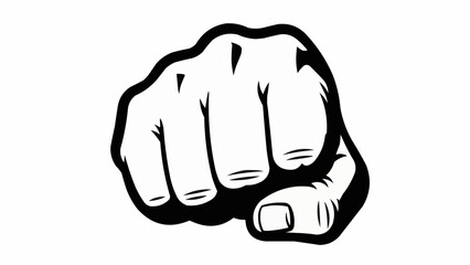Fist Punching Forward Aggressive Gesture Vector Art.