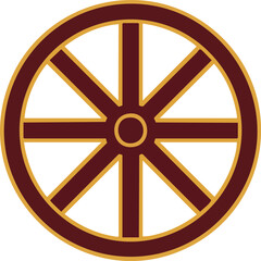 Obraz premium Vintage style wooden wheel design with an intricate pattern, ideal for traditional craftsmanship, rustic home decor, and art projects emphasizing natural materials and classic aesthetics.