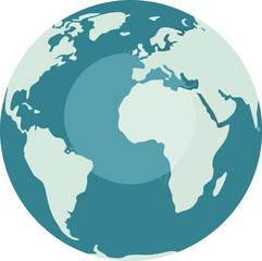Stylized globe illustration showing continents and oceans in vibrant tones, perfect for educational materials, environmental campaigns, or global interconnectedness themes.