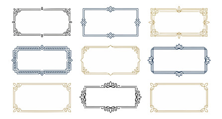 Decorative frame set rectangular design elements ornamental border