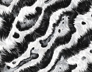 Abstract artwork showcases swirling black and white patterns in a dynamic, flowing composition creating depth