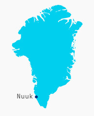 Blue map of Greenland isolated on a white background. For your website design, map logo, app, UI, travel. - High Resolution Illustration