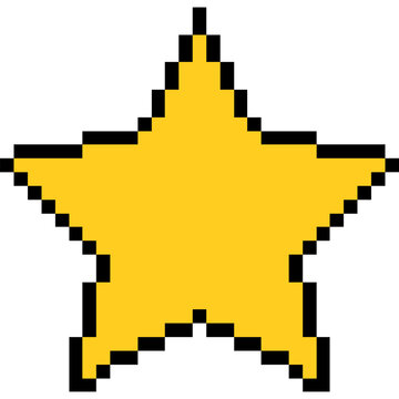 Pixel Art Gold Star, 8 Bit Yellow Star, Retro Game Rating Icon, Arcade style