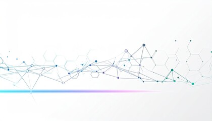 Abstract network of glowing nodes and lines, hexagonal patterns