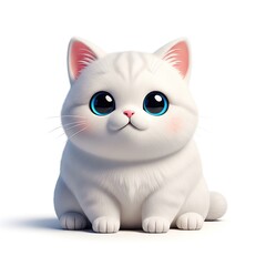 Adorable Fluffy White Kitten with Big Blue Eyes