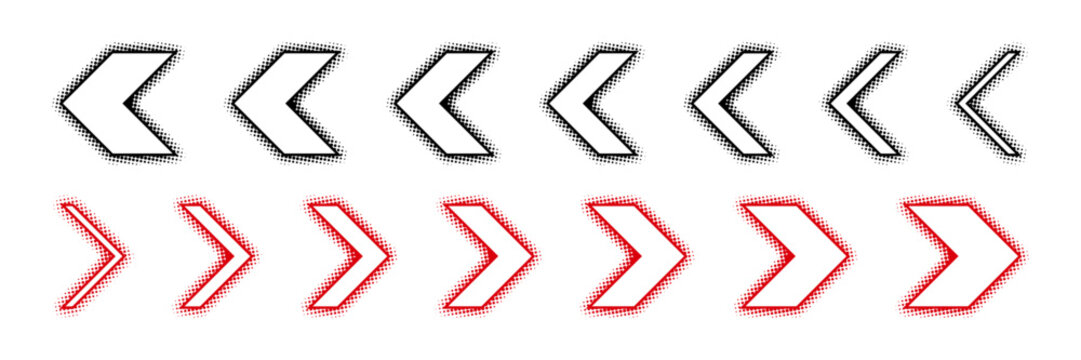 Halftone moving arrow representing speed, acceleration, fast vector illustration