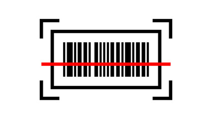 Barcode icon. illustration of a barcode scanner scanning a barcode. The scanner is depicted in a simple and modern style, suitable for use in various digital and print media.