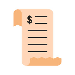 Bill icon. Represents financial transactions, expenses, payments, and accounting. Useful for websites, apps, and print materials related to finance and business.