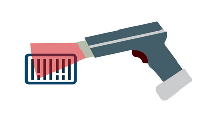 Barcode scanner icon. The scanner is depicted in a simple and modern style, suitable for use in various digital and print media.
