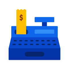 Cash register icon. illustration of a cash register with a receipt, suitable for use in e-commerce websites, store applications, or financial presentations.